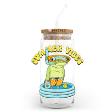 Load image into Gallery viewer, a glass jar with a straw in it that says summer vibes
