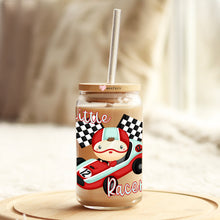 Load image into Gallery viewer, Little Racer Racecar 16oz Libbey Glass Can UV-DTF or Sublimation Wrap - Decal Transfer
