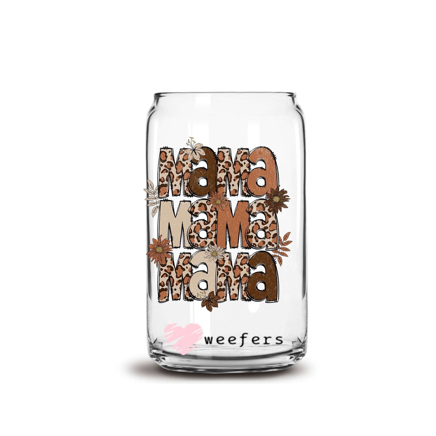 Animal Print Mama 16oz Libbey Glass Can UV DTF or Sublimation Wrap Decal Transfer - Weefers