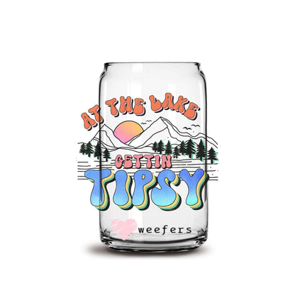 At the lake Gettin' Tipsy 16oz Libbey Glass Can UV DTF or Sublimation Wrap - Decal Weefers