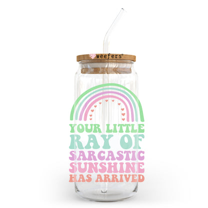 Your Little Ray of Sarcastic Sunshine Has Arrived 20oz Libbey Glass Can UV DTF or Sublimation Wrap - Decal - Weefers