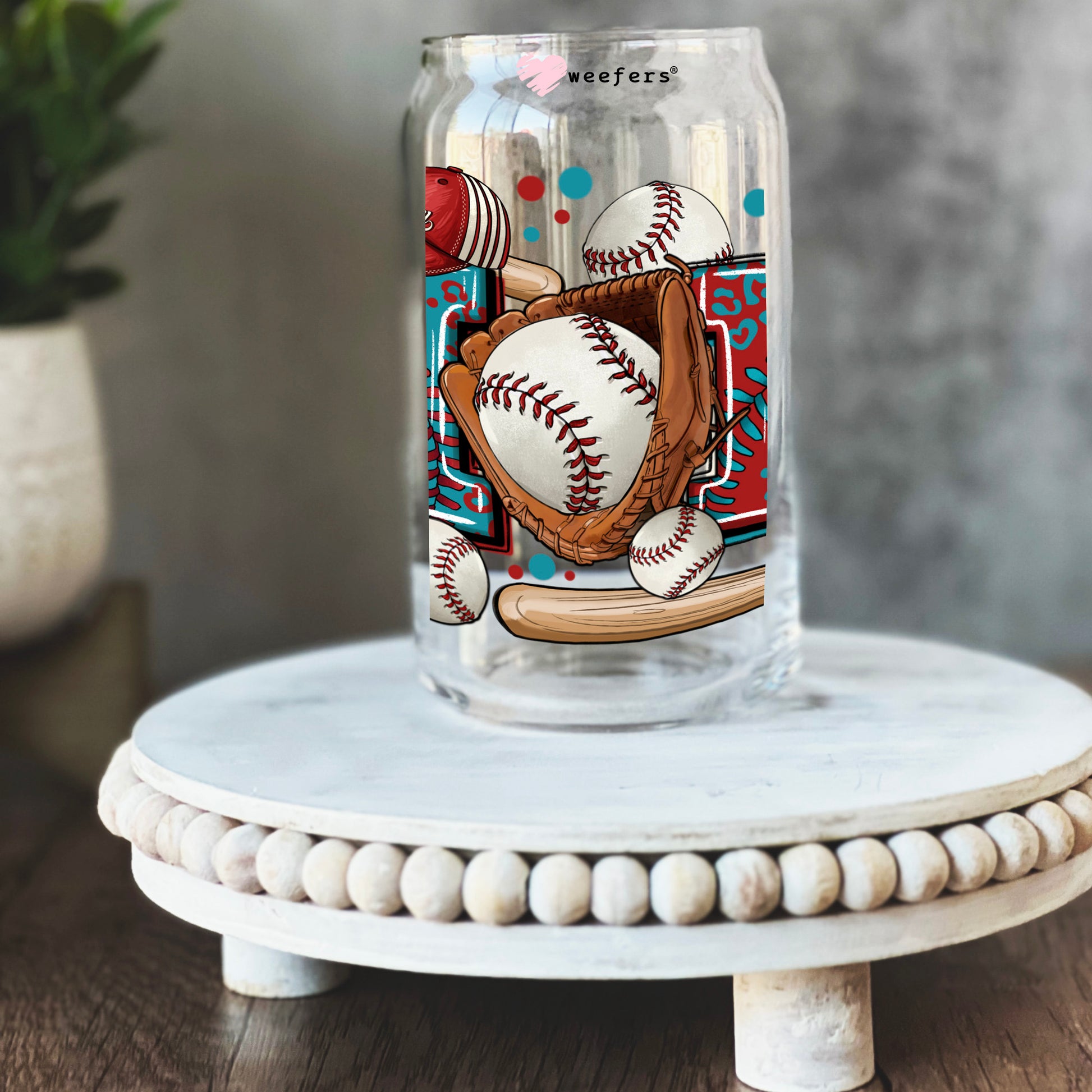 Baseball Mom 16oz Libbey Glass Can UV DTF or Sublimation Wrap - Decal Transfers - Weefers