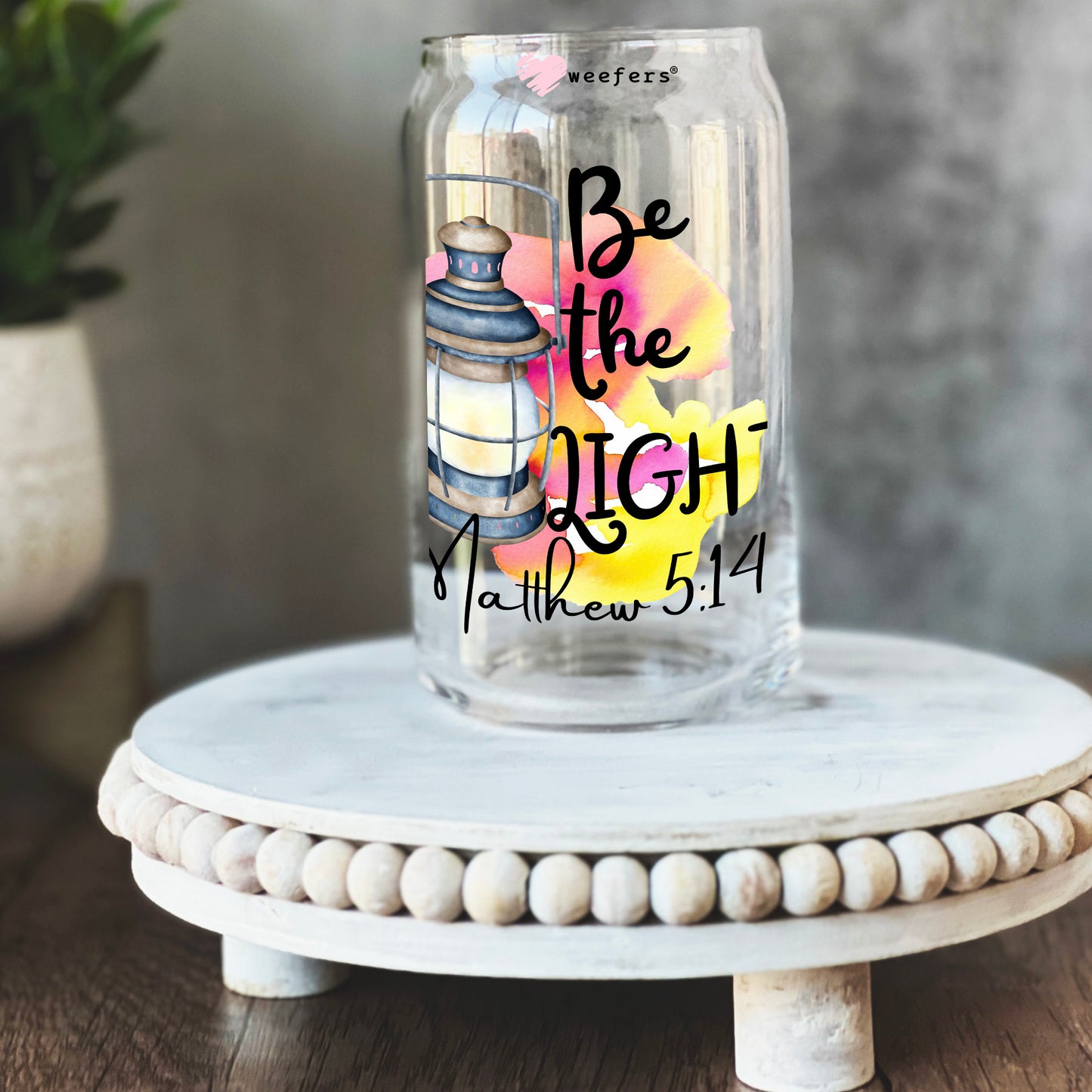 Be the Light Matthew 5:14 16oz Libbey Glass Can UV DTF or Sublimation Wrap - Decal - Weefers