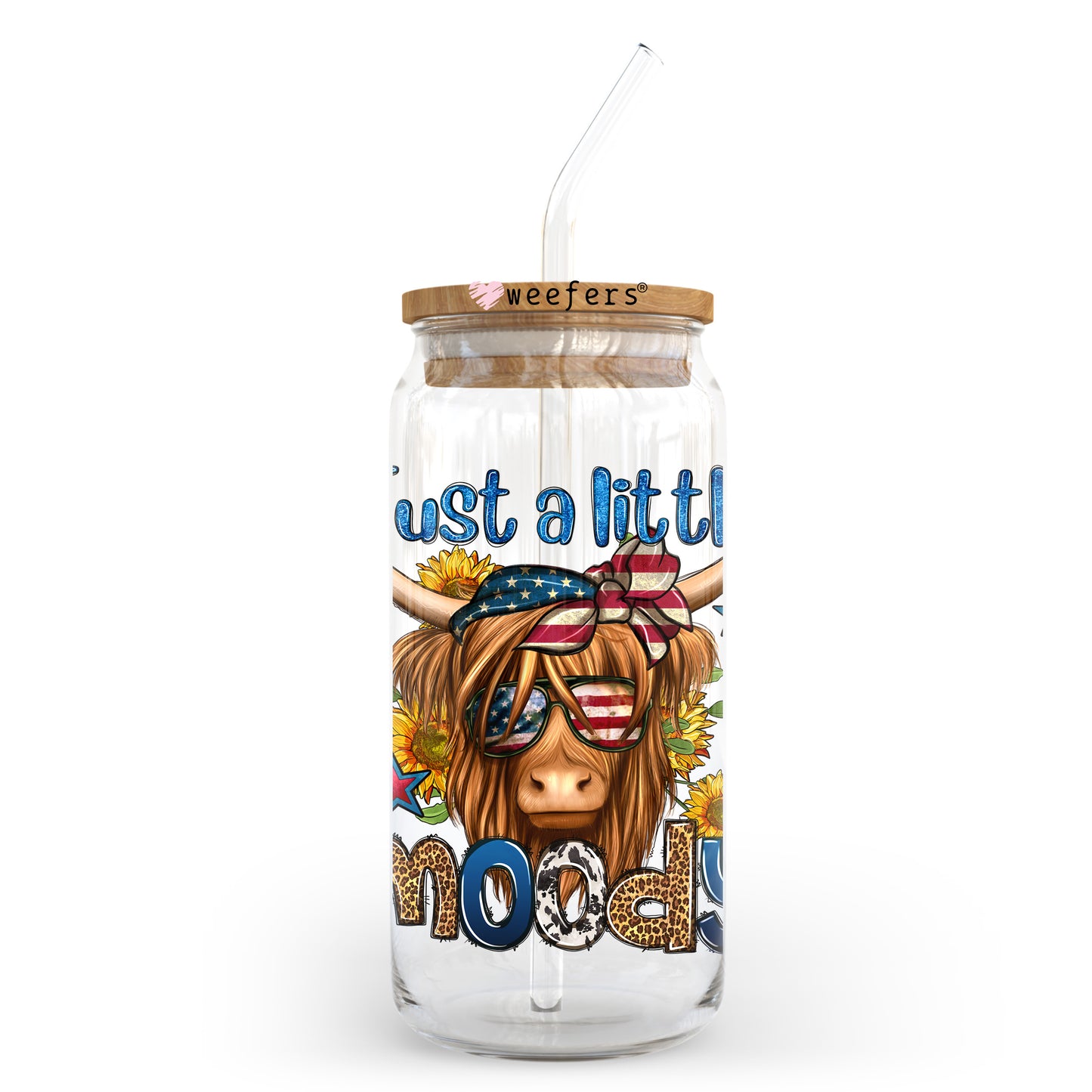 Just a Little Moddy American Highlander 20oz Libbey Glass Can UV DTF or Sublimation Wrap - Decal Transfer - Weefers