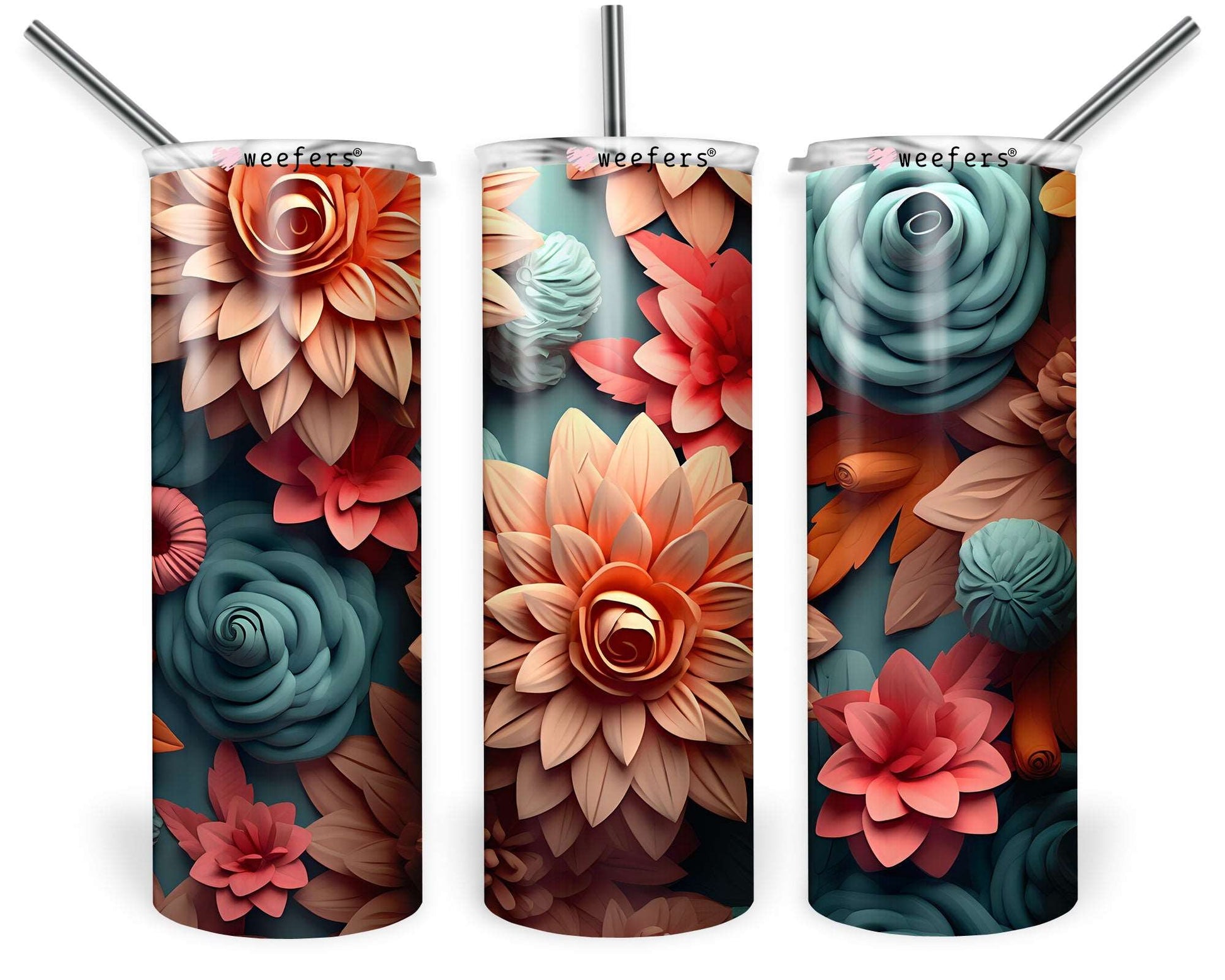 20oz Skinny Tumbler Wrap - 3D Autumn Blues - Weefers