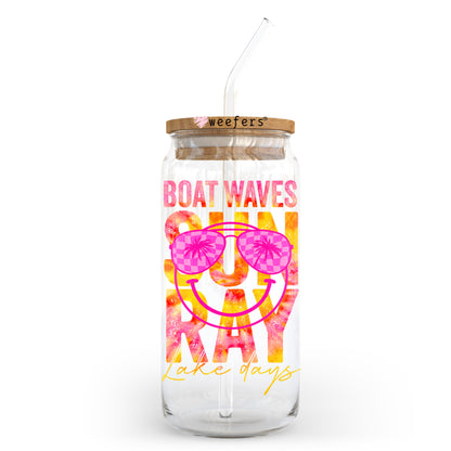 Boat Waves Sun Ray Lake Days 20oz Libbey Glass Can, 34oz Hip Sip, 40oz Tumbler, 24oz Cold Cup UV DTF or Sublimation Decal Transfer - Weefers