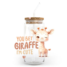 Load image into Gallery viewer, You Bet Giraffe I&#39;m Cute 20oz Libbey Glass Can UV-DTF or Sublimation Decal
