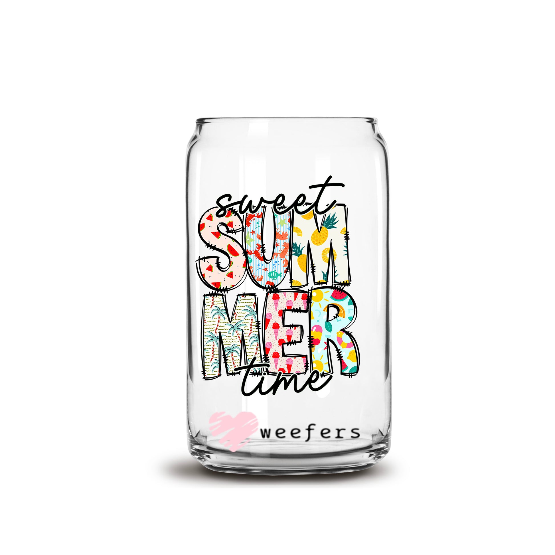 Sweet Summertime 16oz Libbey Glass Can UV DTF or Sublimation Wrap - Decal Transfer - Weefers