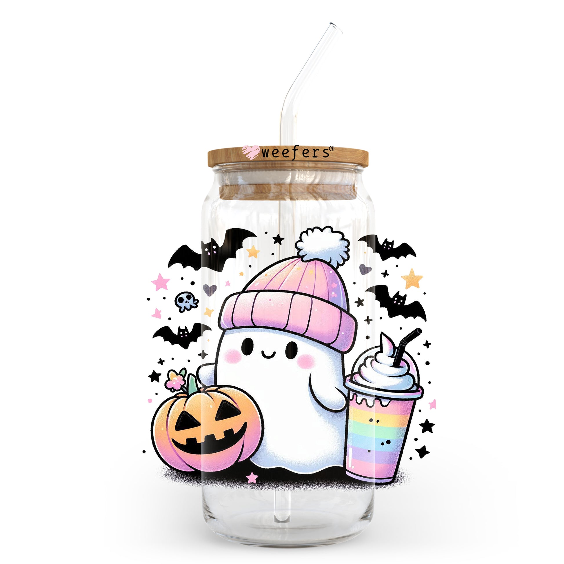 Ghost And Rainbow Coffee 20oz Libbey Glass Can, 34oz Hip Sip, 40oz Tumbler, 24oz Cold Cup UV DTF or Sublimation Decal Transfer - Weefers