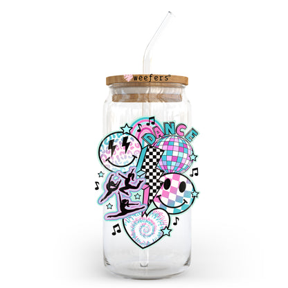 Retro Dance Smile Face 20oz Libbey Glass Can UV DTF or Sublimation Wrap - Decal Transfer - Weefers