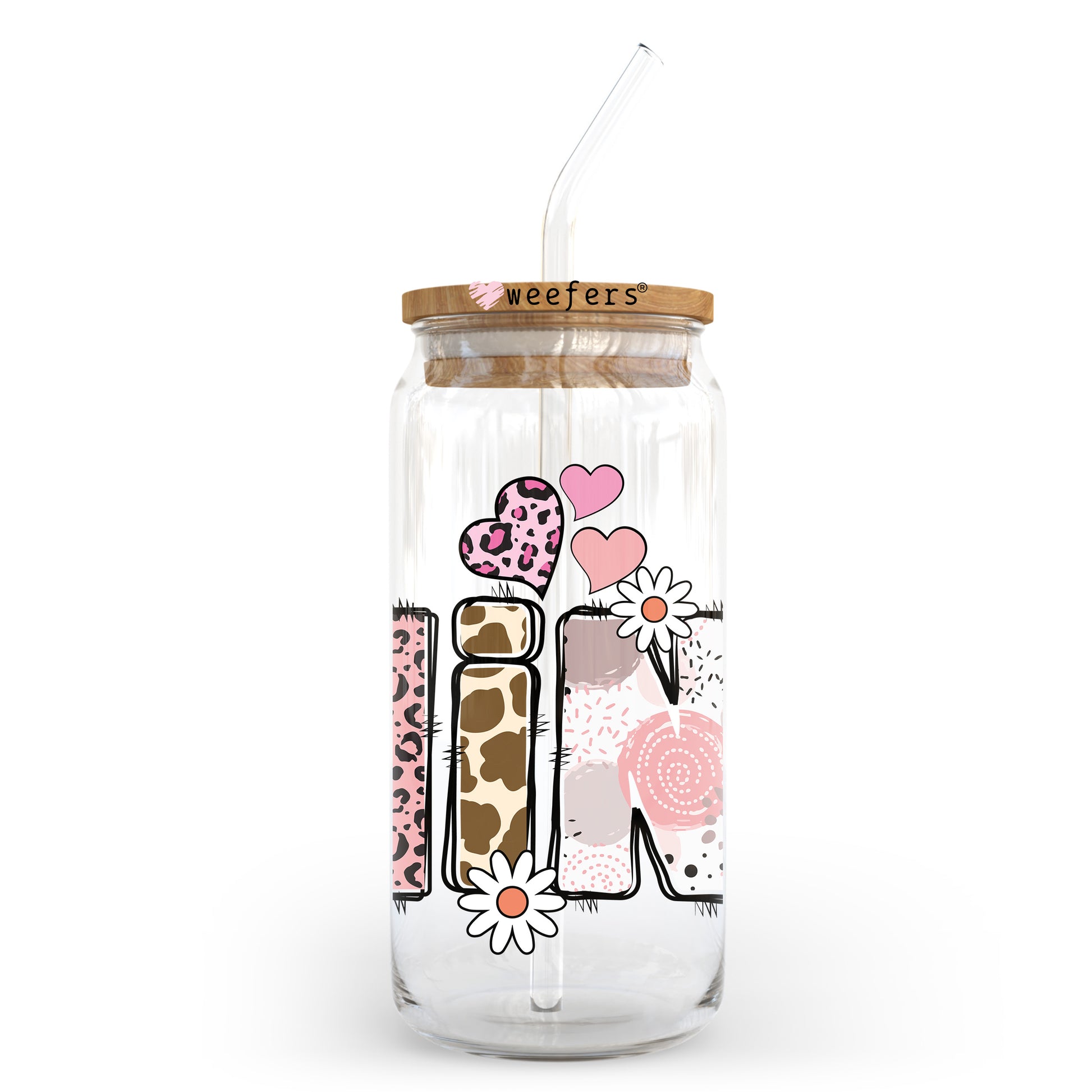 Mini cheetah Pink 20oz Libbey Glass Can, 34oz Hip Sip, 40oz Tumbler, 24oz Cold Cup UV DTF or Sublimation Decal Transfer - Weefers