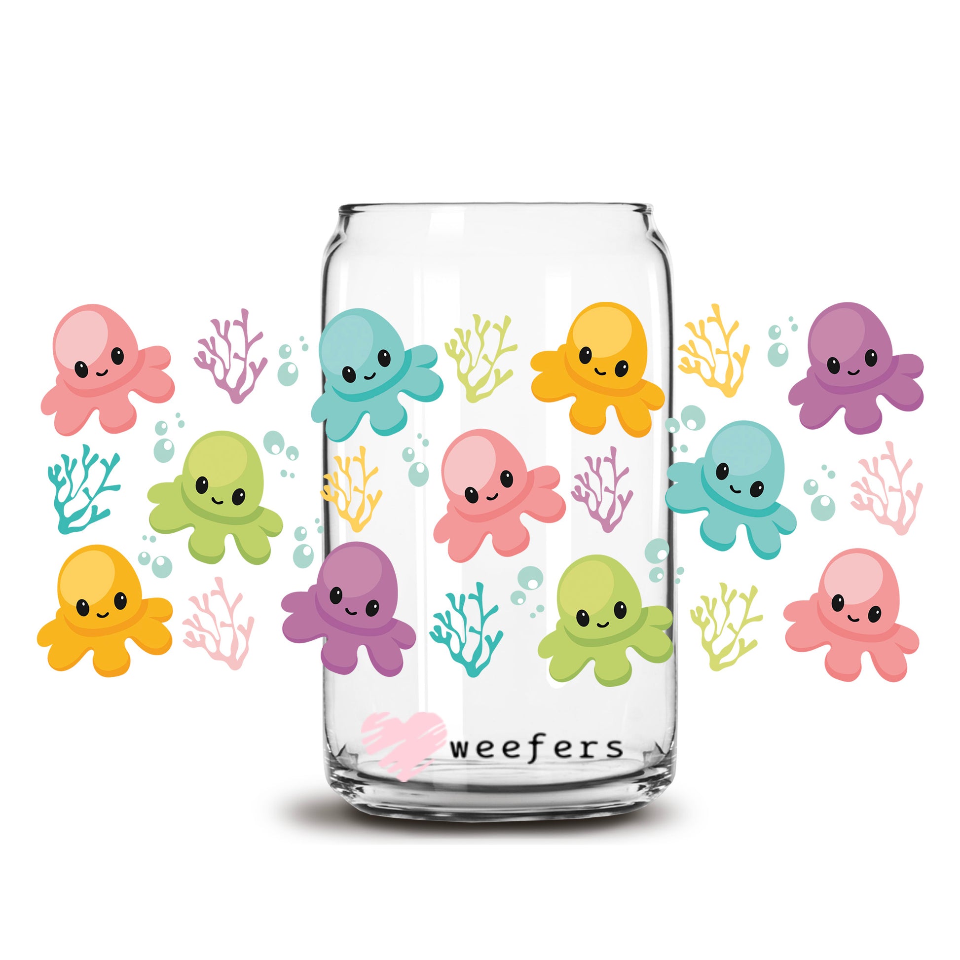 Baby Octopus 16oz Libbey Glass Can UV DTF or Sublimation Wrap - Decal Transfer - Weefers