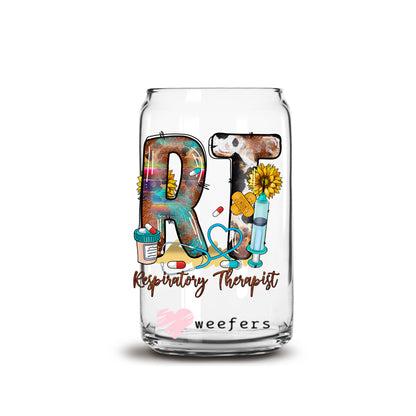 RT Respiratory Therapist 16oz Libbey Glass Can UV DTF or Sublimation Wrap - Decal Transfer - Weefers