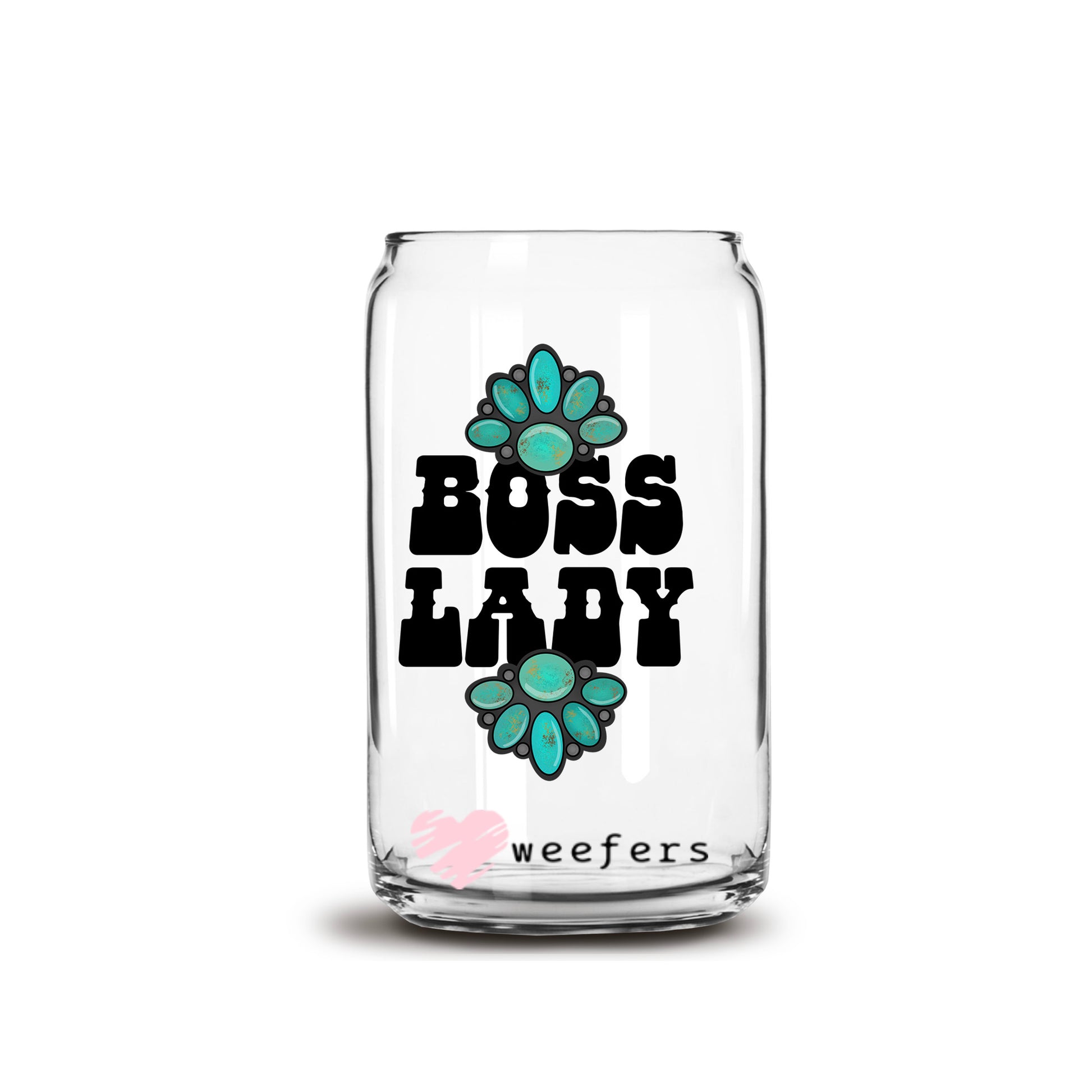 Boss Lady 16oz Libbey Glass Can UV DTF or Sublimation Wrap Decal Transfer - Weefers