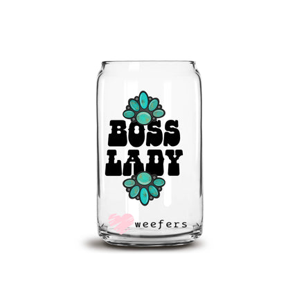 Boss Lady 16oz Libbey Glass Can UV DTF or Sublimation Wrap Decal Transfer - Weefers