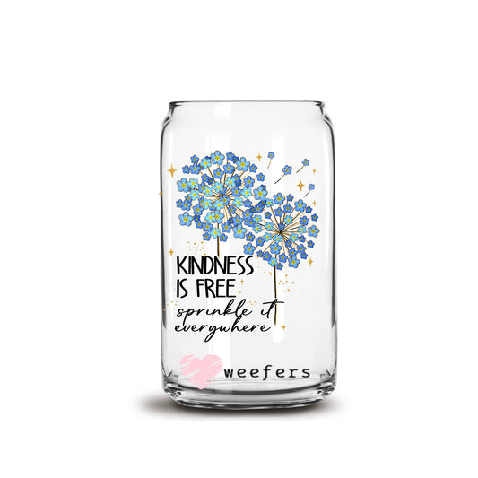 Kindness is Free Sprinkle it Everywhere 16oz Libbey Glass Can UV DTF or Sublimation Wrap - Decal - Weefers