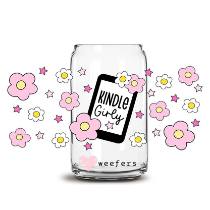 Kindle Girly 16oz Libbey Glass Can UV DTF or Sublimation Wrap - Transfer - Weefers