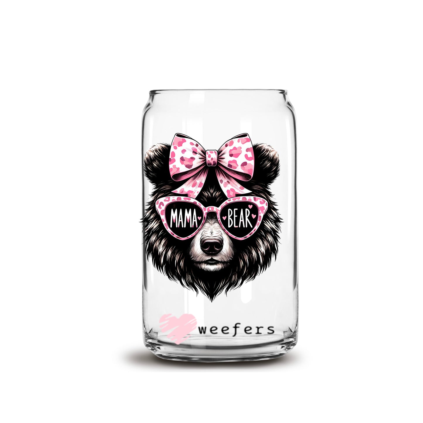 Mama Bear 16oz Libbey Glass Can UV DTF or Sublimation Decal Transfer - Weefers