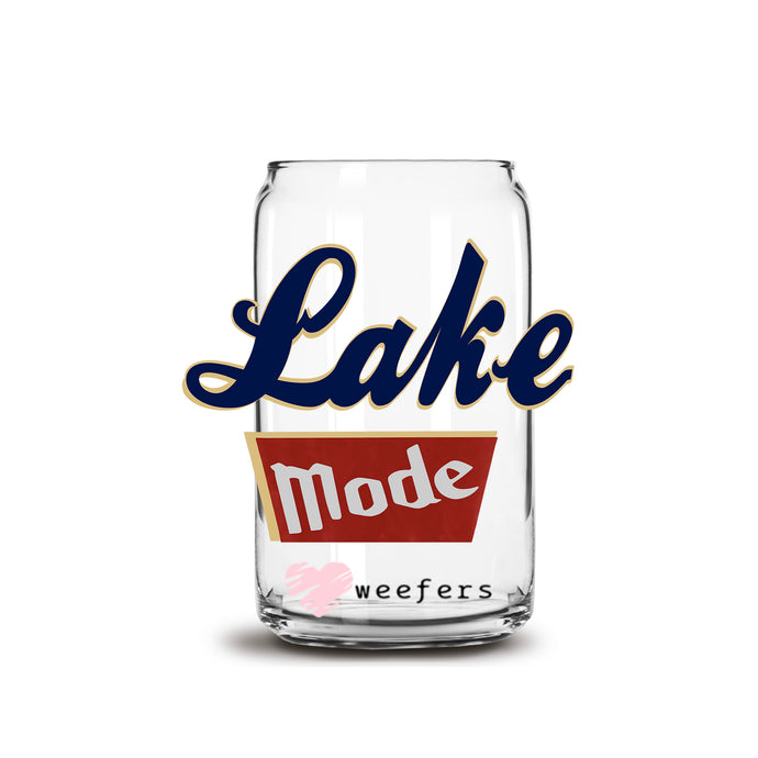 a glass jar with the word lake mode on it