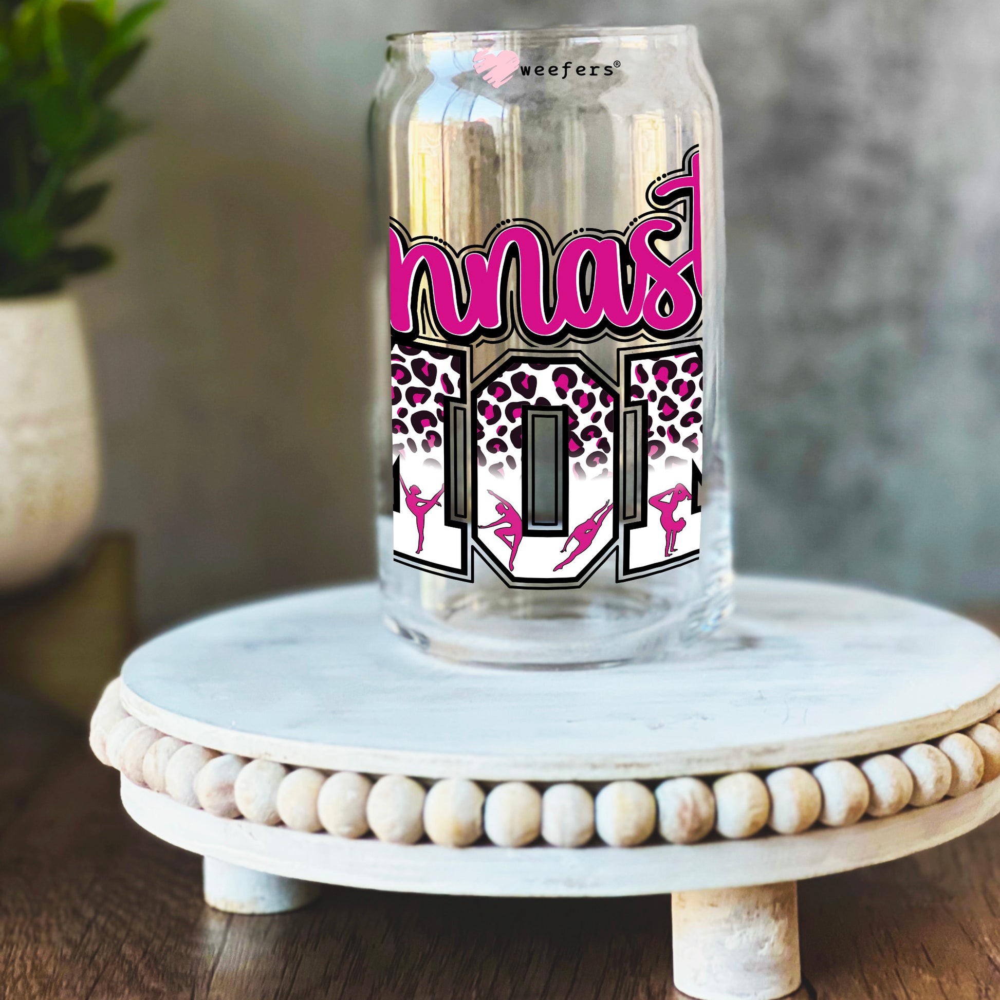 Gymnastics Mom Pink 16oz Libbey Glass Can UV DTF or Sublimation  Decal - Transfer - Weefers