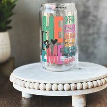 Load image into Gallery viewer, a glass jar with a colorful message on it
