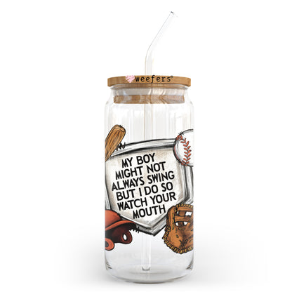 My Boy Might Not Always Swing But I Do Baseball 20oz Libbey Glass Can UV DTF or Sublimation Decal - Weefers