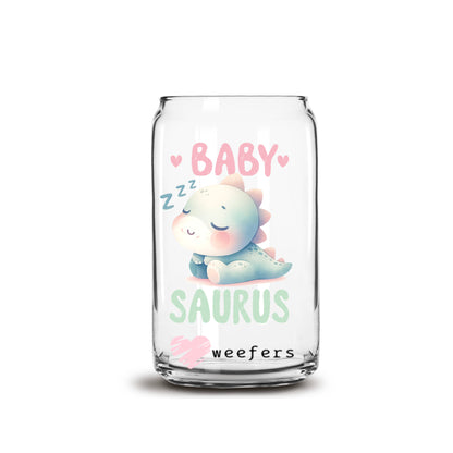 Baby Saurus 16oz Libbey Glass Can UV DTF or Sublimation Wrap - Transfer - Weefers