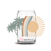 Load image into Gallery viewer, a glass jar with a palm tree in the background
