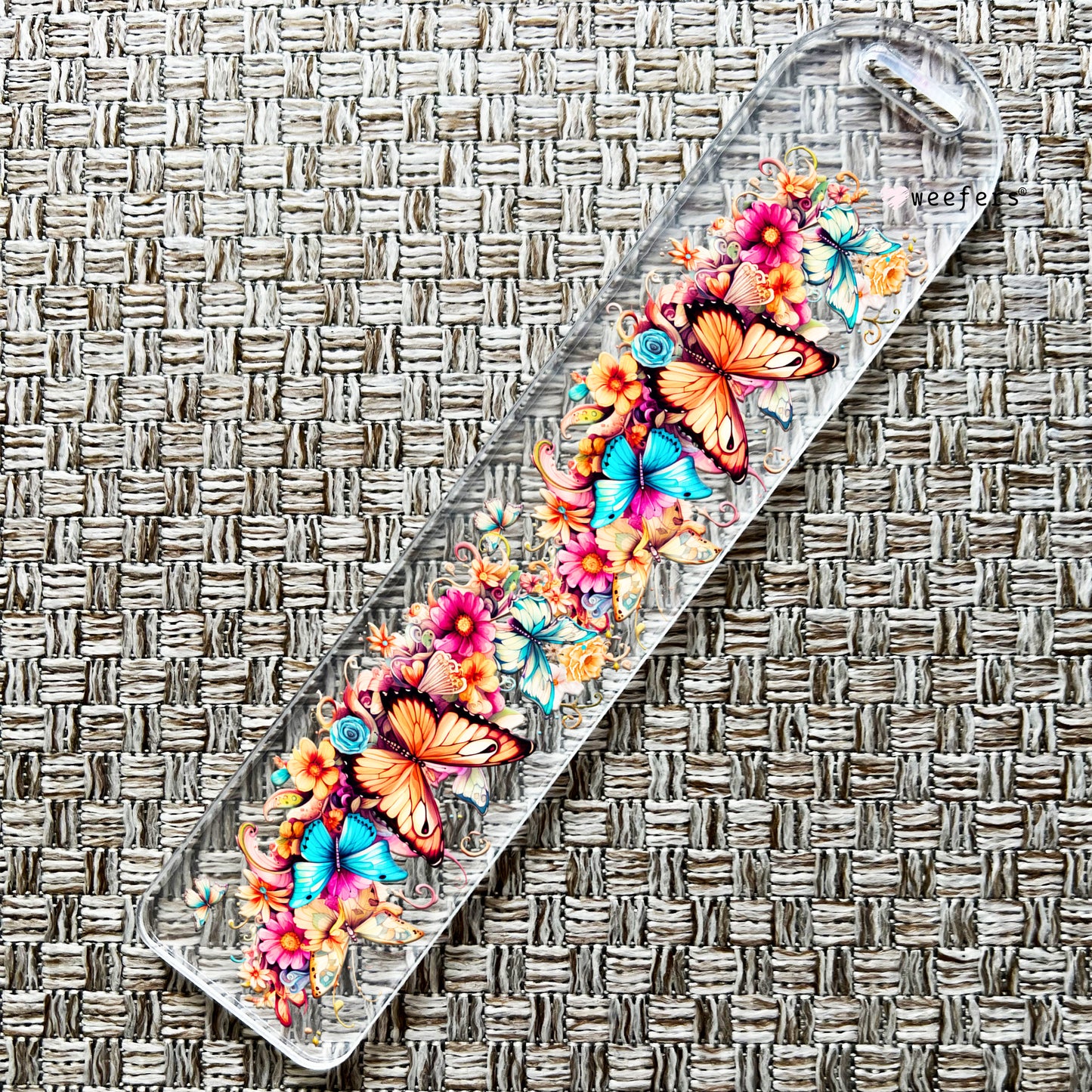 Vibrant Butterfly Floral Bookmark UV DTF Decal - Weefers