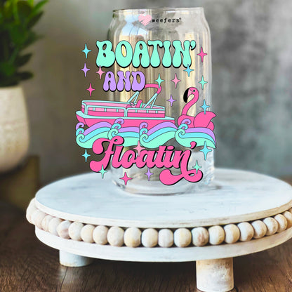 Boatin' and Floatin' 16oz Libbey Glass Can UV DTF or Sublimation Wrap Decal Transfer - Weefers