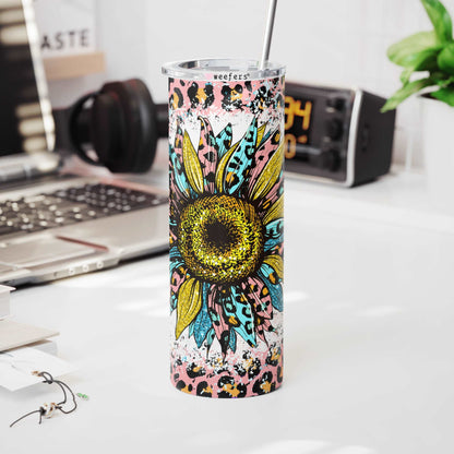 20oz Skinny Tumbler Wrap - Sunflower Leopard - Weefers