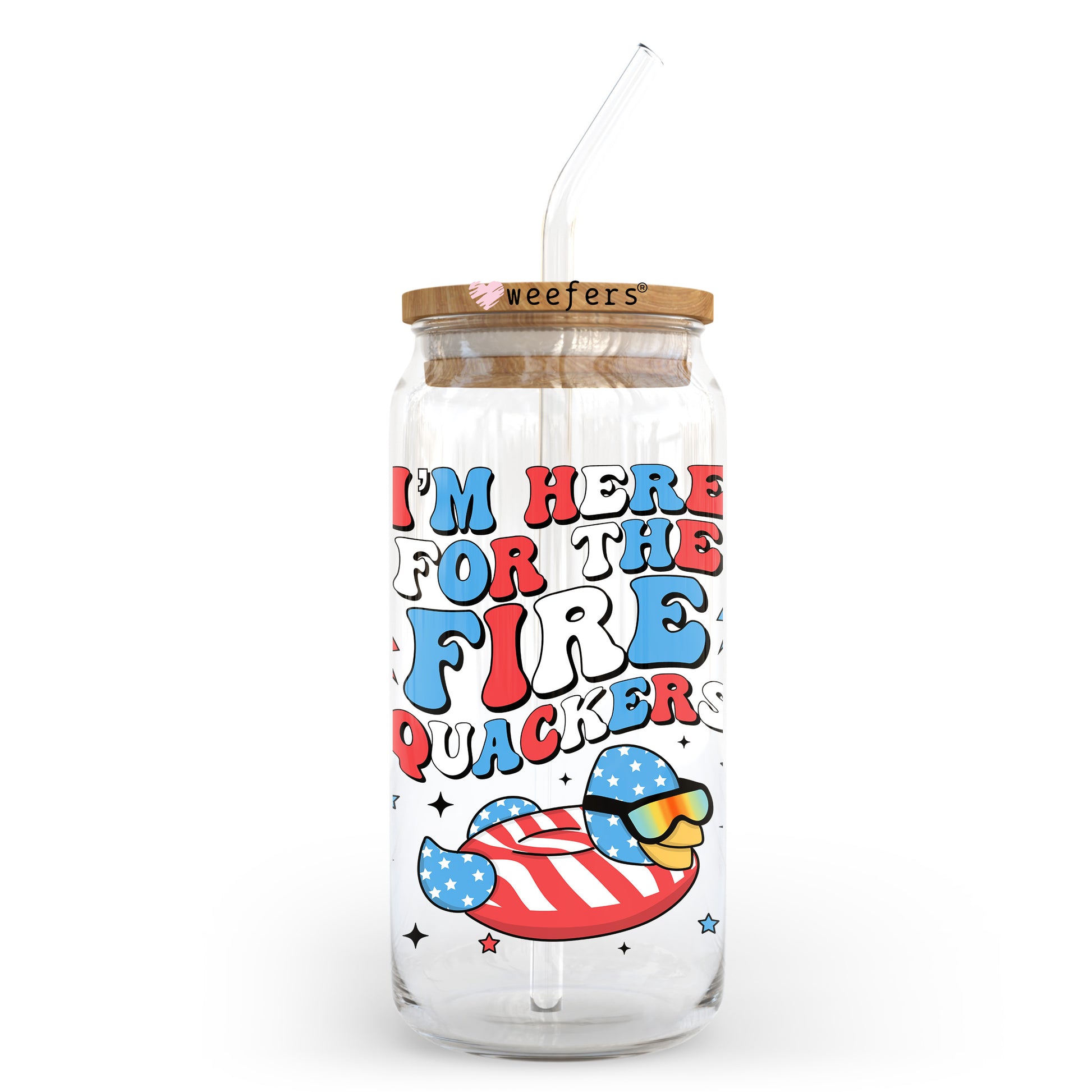 I'm Here for the Fire Quackers 4th of July 20oz Libbey Glass Can, 34oz Hip Sip, 40oz Tumbler, 24oz Cold Cup UV DTF or Sublimation Decal Transfer - Weefers