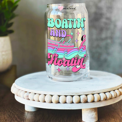 Boatin' and Floatin' 16oz Libbey Glass Can UV DTF or Sublimation Wrap Decal Transfer - Weefers