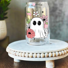 Load image into Gallery viewer, Ghost Flowers 16oz Libbey Glass Can UV DTF Full Decal Transfer - Weefers
