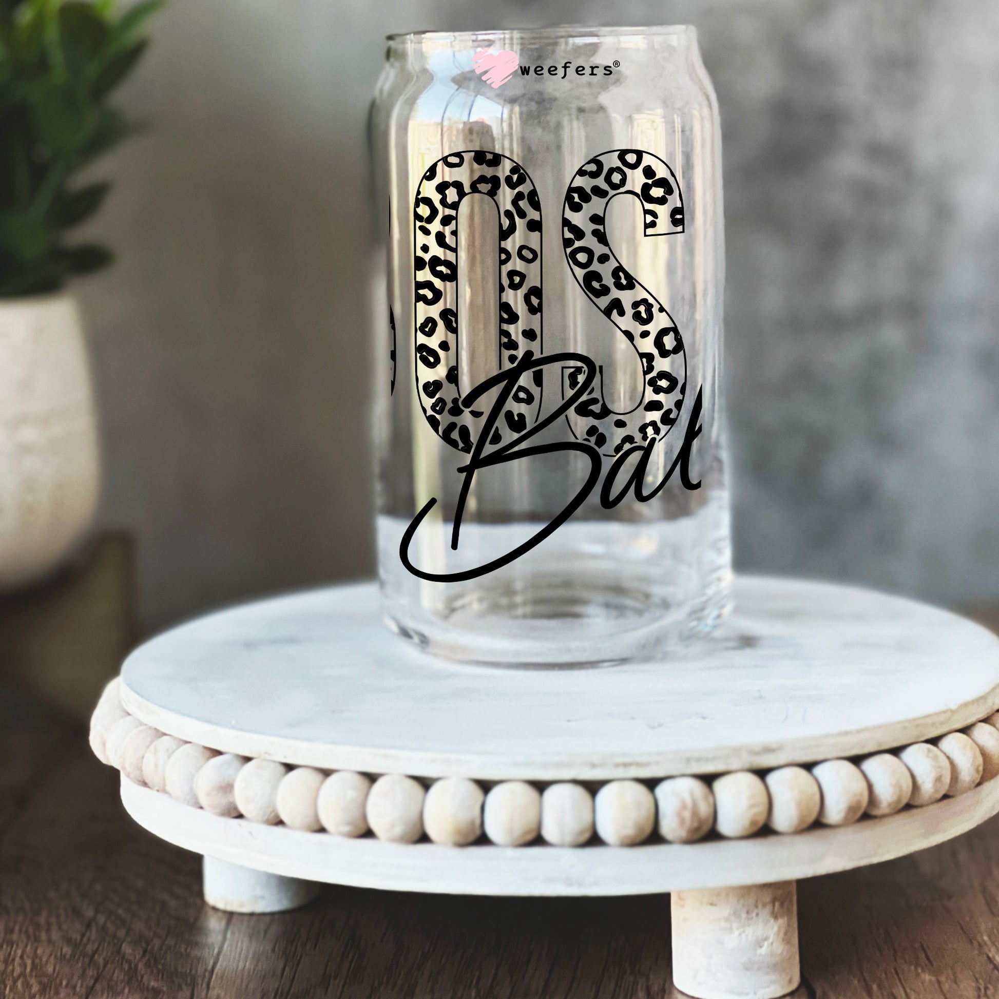 Boss Babe Black Cheetah 16oz Libbey Glass Can UV DTF or Sublimation Wrap - Decal - Weefers