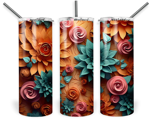 20oz Skinny Tumbler Wrap - 3D Rust Autumn Teals - Weefers