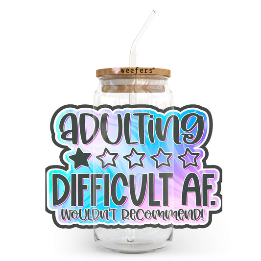 Adulting 1 Star 20oz Libbey Glass Can UV DTF or Sublimation Wrap - Decal Transfer - Weefers