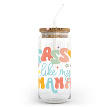 Load image into Gallery viewer, a glass jar with a straw in it that says ass like my mama
