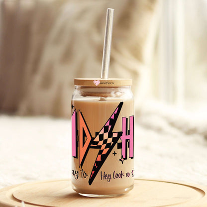 ADHD Highway to Hey Look There's a Squirrel 16oz Libbey Glass Can UV DTF or Sublimation Cup Wrap - Decal Transfer Weefers