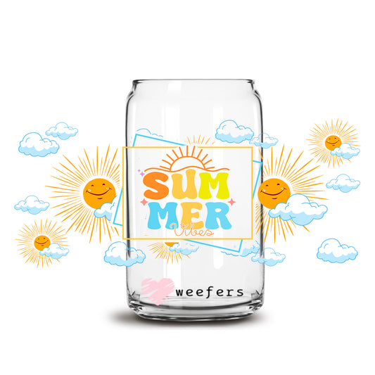 Summer Sunshine  16oz Libbey Glass Can UV DTF or Sublimation Decal Wrap - Transfer - Weefers