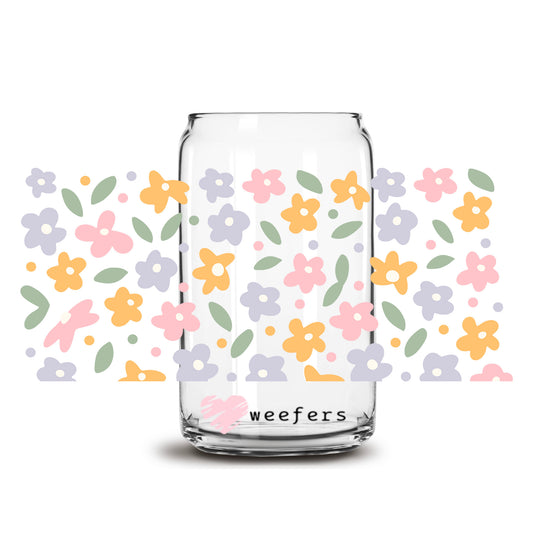 Pastel Florals 16oz Libbey Glass Can UV DTF or Sublimation Wrap - Decal Transfers - Weefers