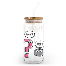 Load image into Gallery viewer, a glass jar with a straw in it with a question mark on it
