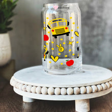 Load image into Gallery viewer, a glass jar with a picture of a school bus on it
