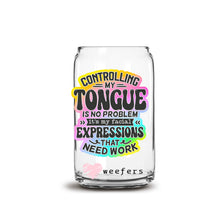 Load image into Gallery viewer, a glass jar with writing on it that says controlling my tongue is no problem

