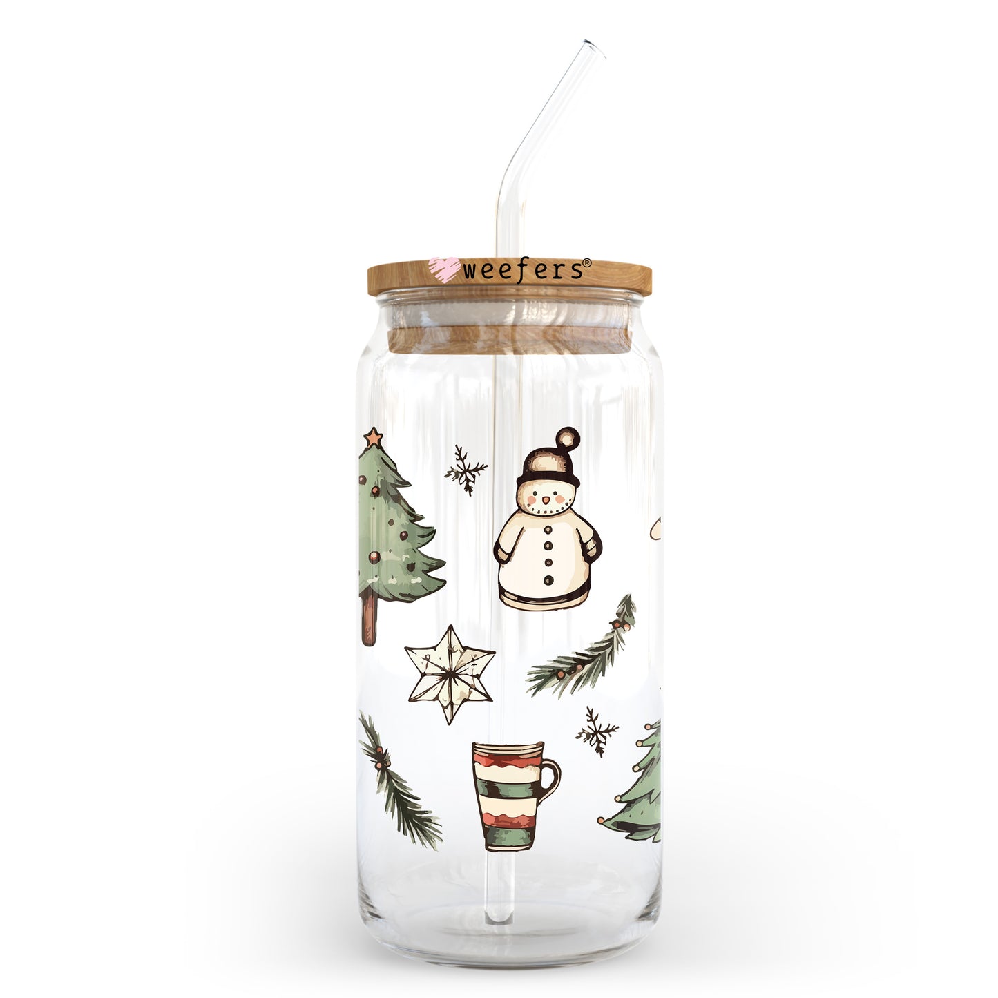 Vintage Christmas Vibes 20oz Libbey Glass Can, 34oz Hip Sip, 40oz Tumbler, 24oz Cold Cup UV DTF or Sublimation Decal Transfer - Weefers