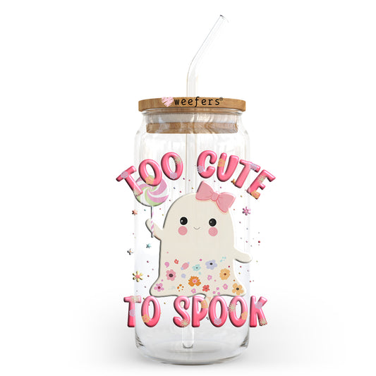 Too Cute To Spook Ghost 20oz Libbey Glass Can, 34oz Hip Sip, 40oz Tumbler, 24oz Cold Cup UV DTF or Sublimation Decal Transfer - Weefers