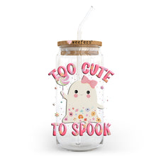 Load image into Gallery viewer, Too Cute To Spook Ghost 20oz Libbey Glass Can, 34oz Hip Sip, 40oz Tumbler, 24oz Cold Cup UV DTF or Sublimation Decal Transfer - Weefers
