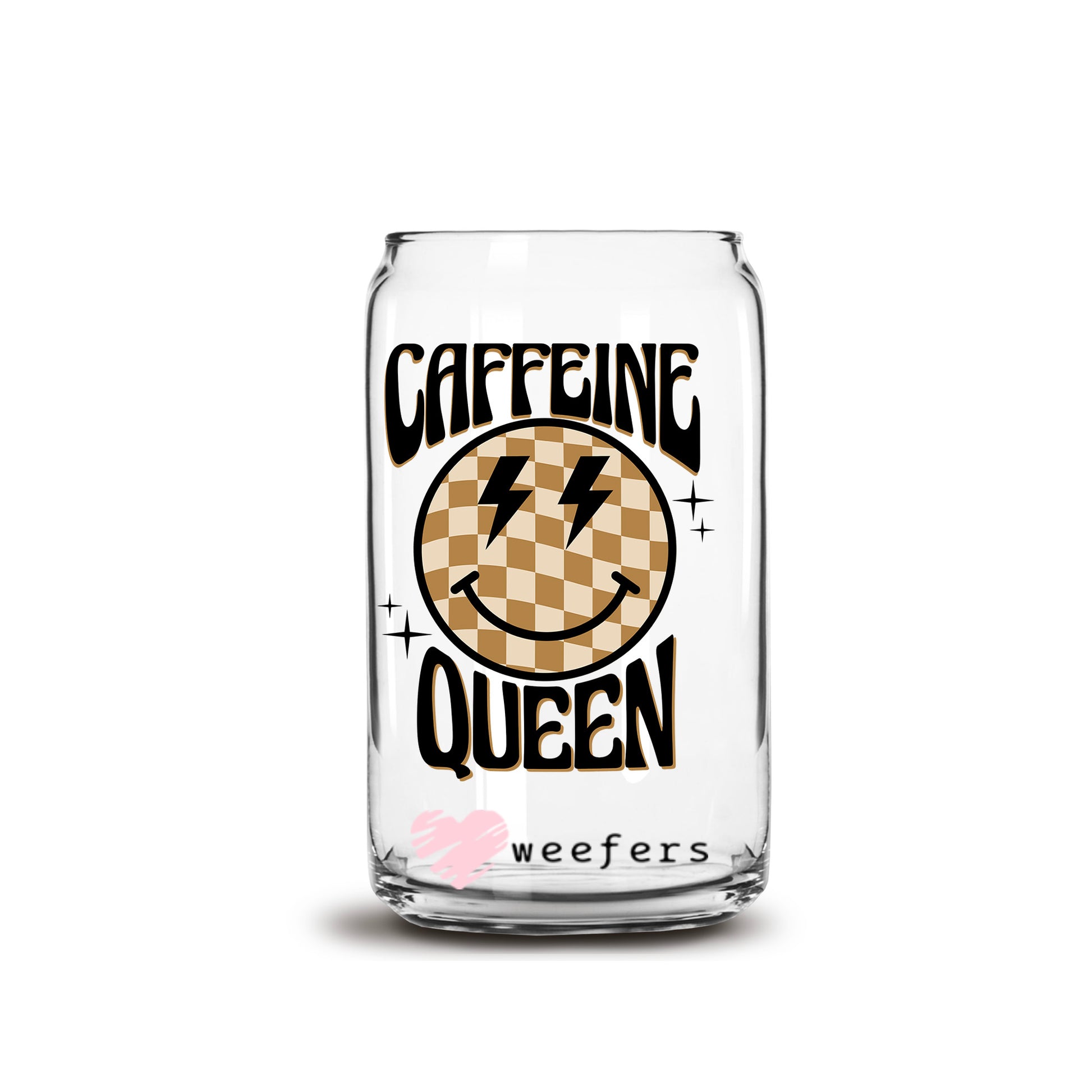 Caffeine Queen 16oz Libbey Glass Can UV DTF or Sublimation Decal Transfer - Weefers