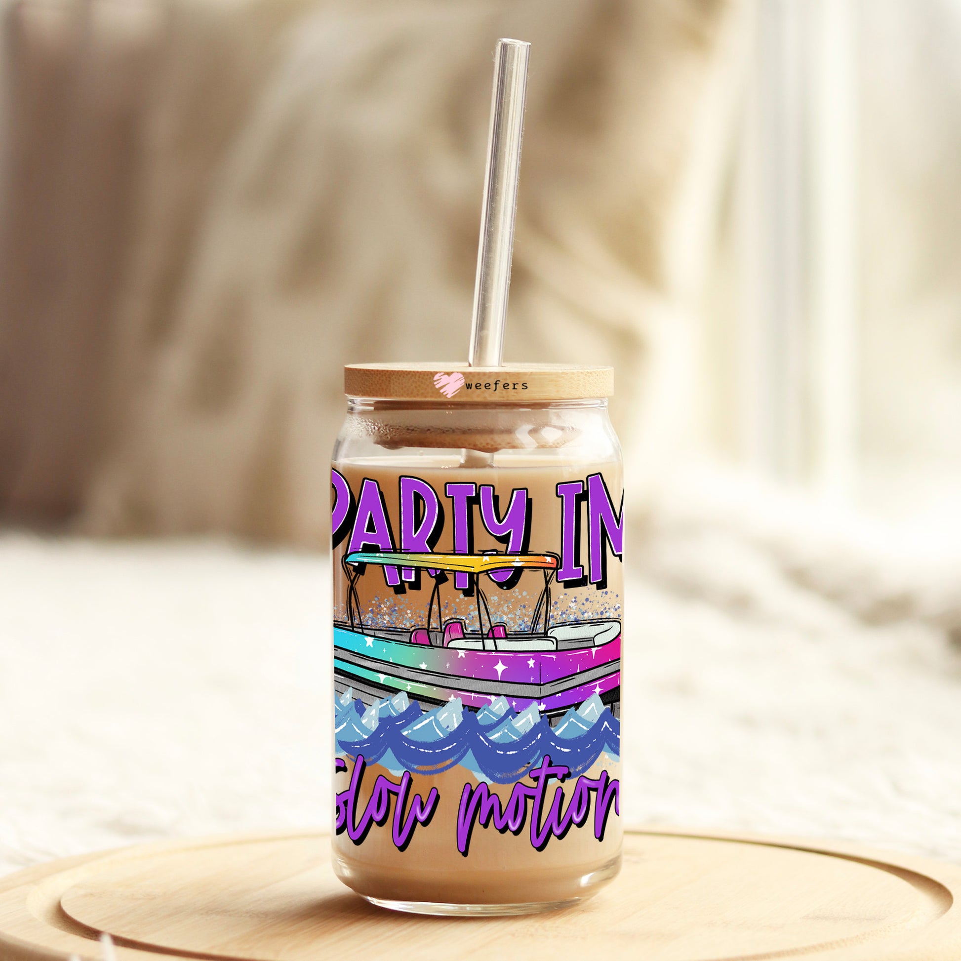 Party in Slow Motion Colors 16oz Libbey Glass Can UV DTF or Sublimation Wrap Decal Transfer - Weefers