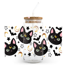 Load image into Gallery viewer, a glass jar with a cat design on it
